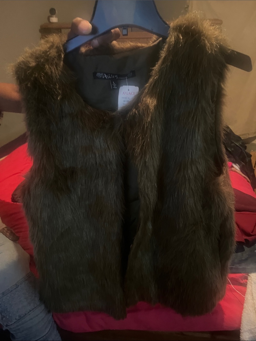 Ashley By 26 International Brown Faux Fur Vest - Cozy Sleeveless Layer